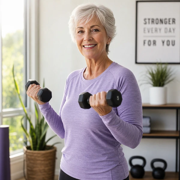 Femme senior pratiquant des exercices de musculation légère